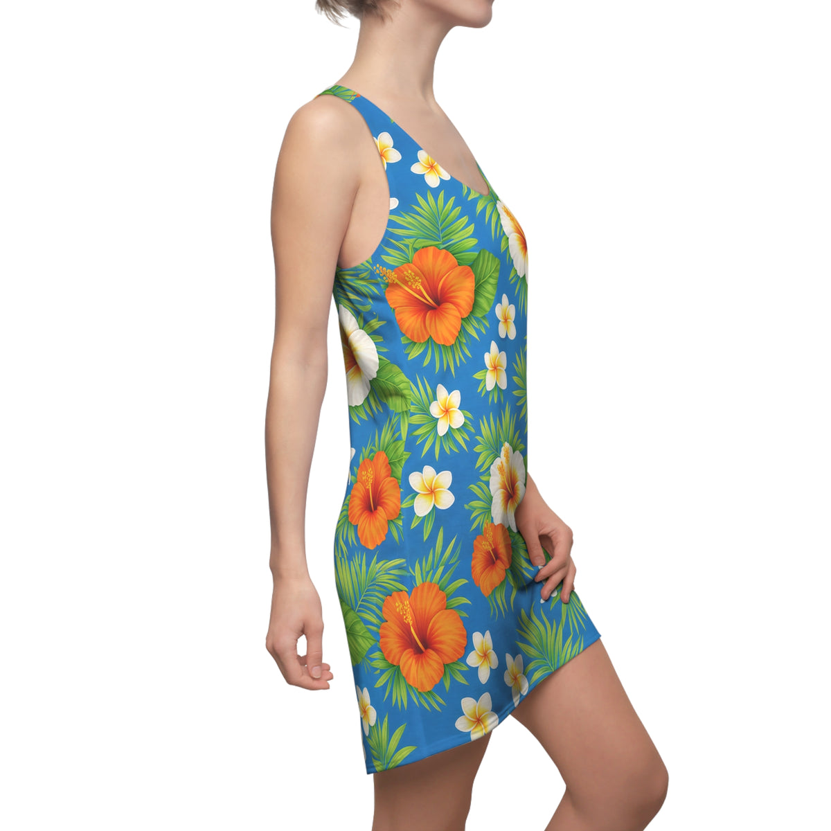 Tropical Hibiscus Floral Racerback Hawaiian Dress | Lightweight Sporty Fit