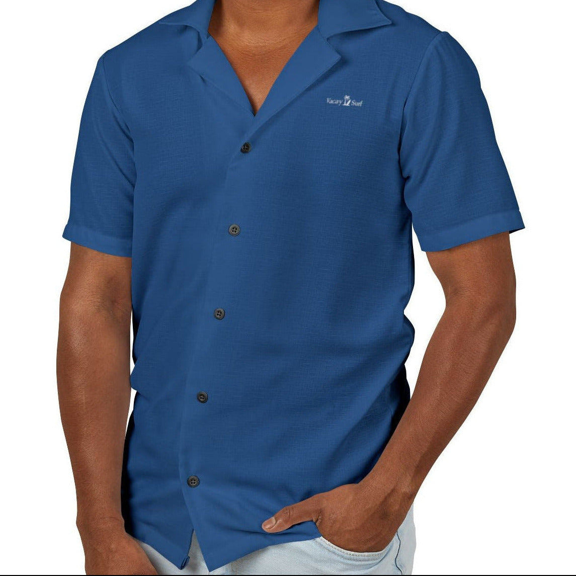 Men's Eco-Recycled Blue Hawaiian Camp Shirt - Minimal Soft Lightweight