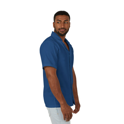 Men's Eco-Recycled Blue Hawaiian Camp Shirt - Minimal Soft Lightweight