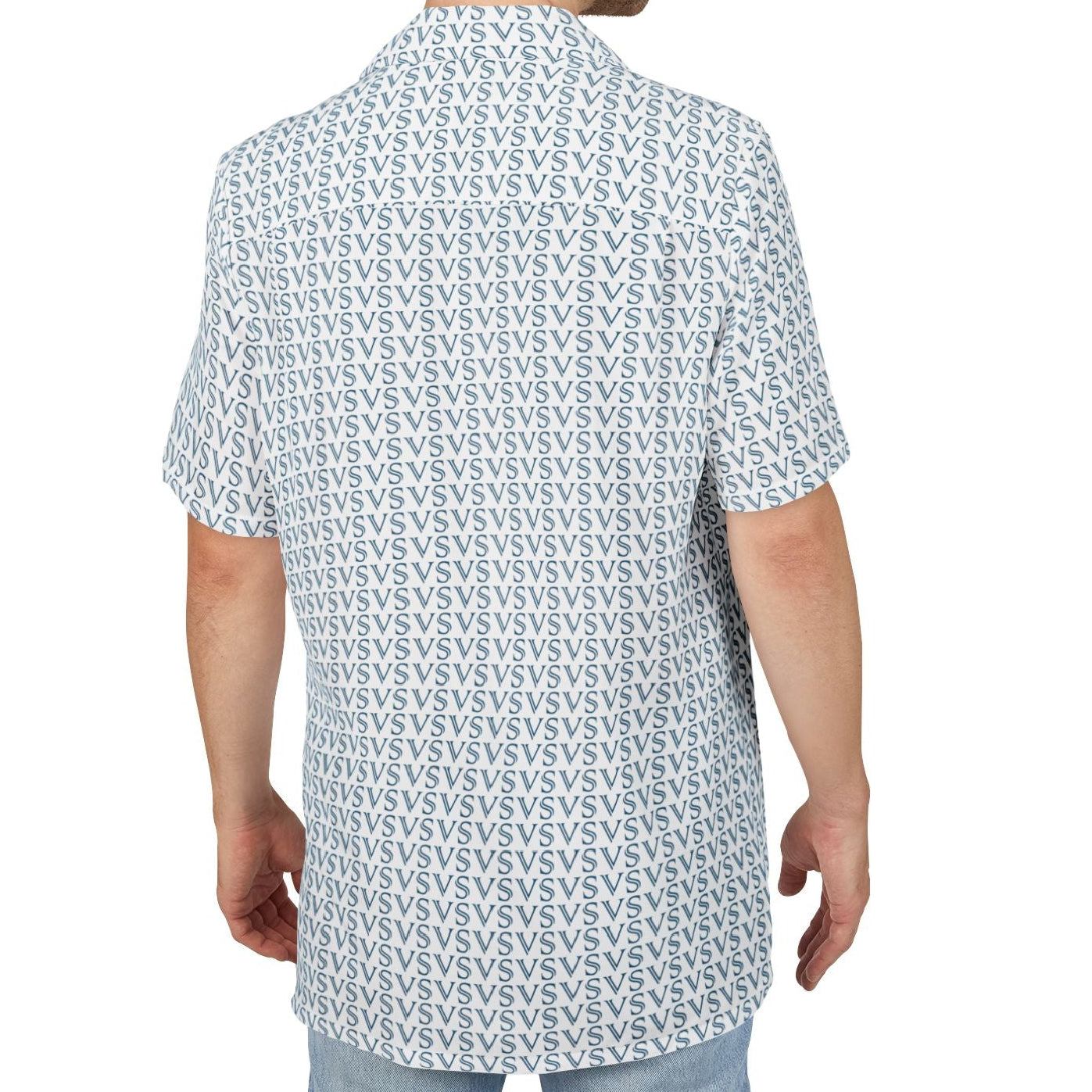 The Vacay Surf - Light Blue Geometric Hawaiian Shirt, All-Over VS Pattern