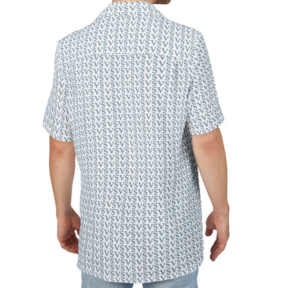 The Vacay Surf - Light Blue Geometric Hawaiian Shirt, All-Over VS Pattern