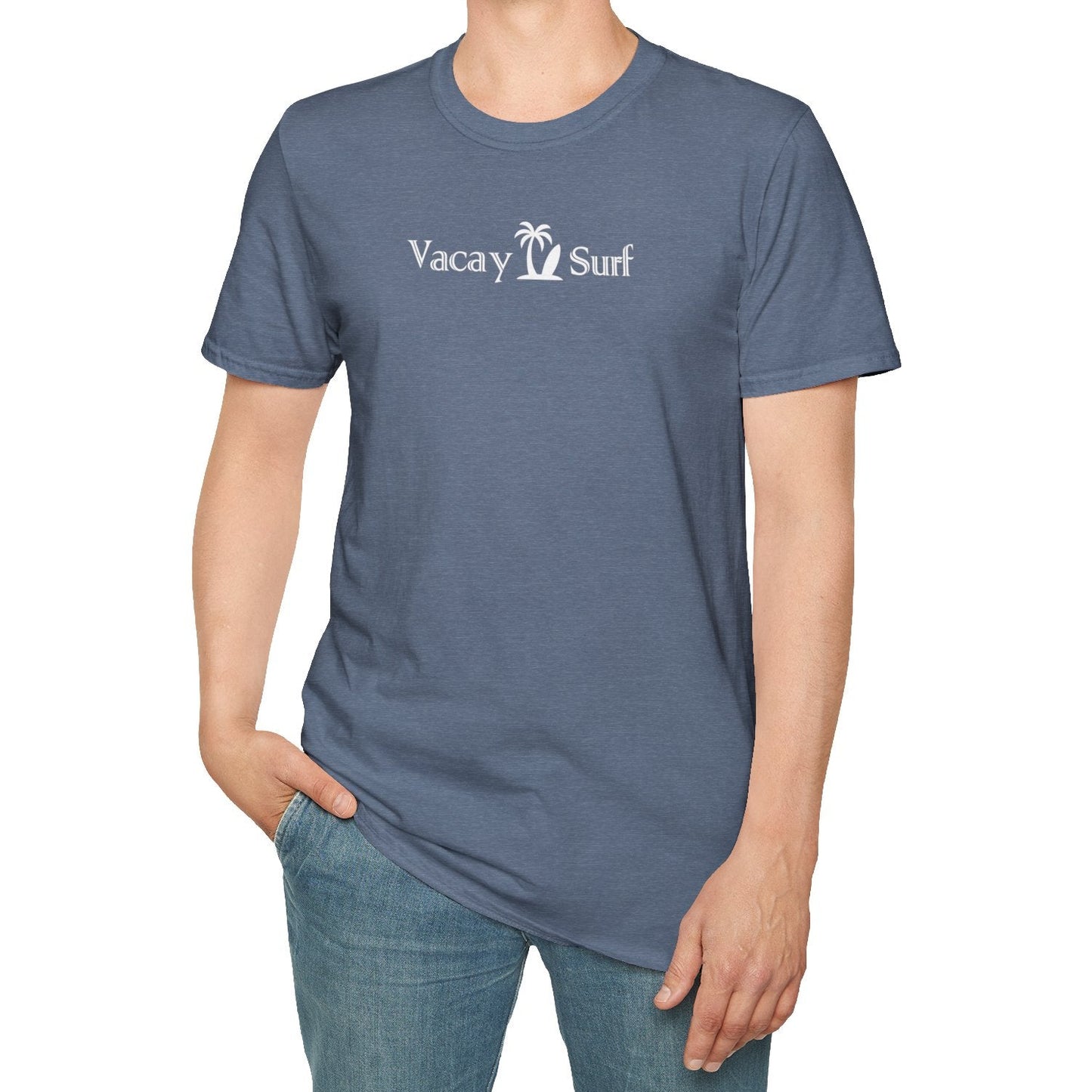 Vacay Surf T-Shirt, Comfortable Super Soft Heather Fabric Tee, Color Options