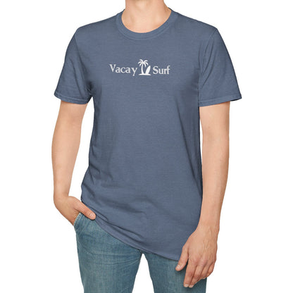 Vacay Surf T-Shirt, Comfortable Super Soft Heather Fabric Tee, Color Options