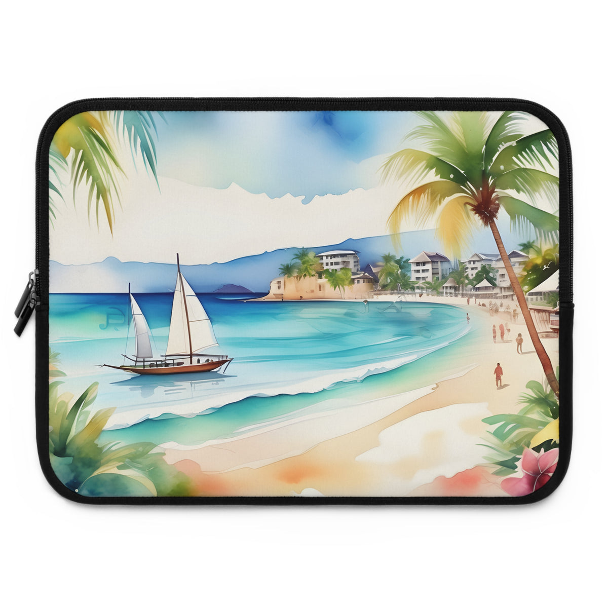 Laptop Sleeve Cover | Art Print Paradise Beach View, 7" to 17" Size Options