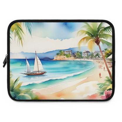 Laptop Sleeve Cover | Art Print Paradise Beach View, 7" to 17" Size Options