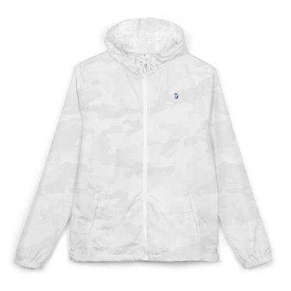 VS Windbreaker Jacket | Men/Women Hooded Zip-Up, White Camoflauge