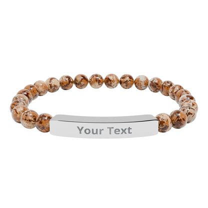 Personalized Natural Stone Stretch Bar Bracelet | Men/Women, Color Options