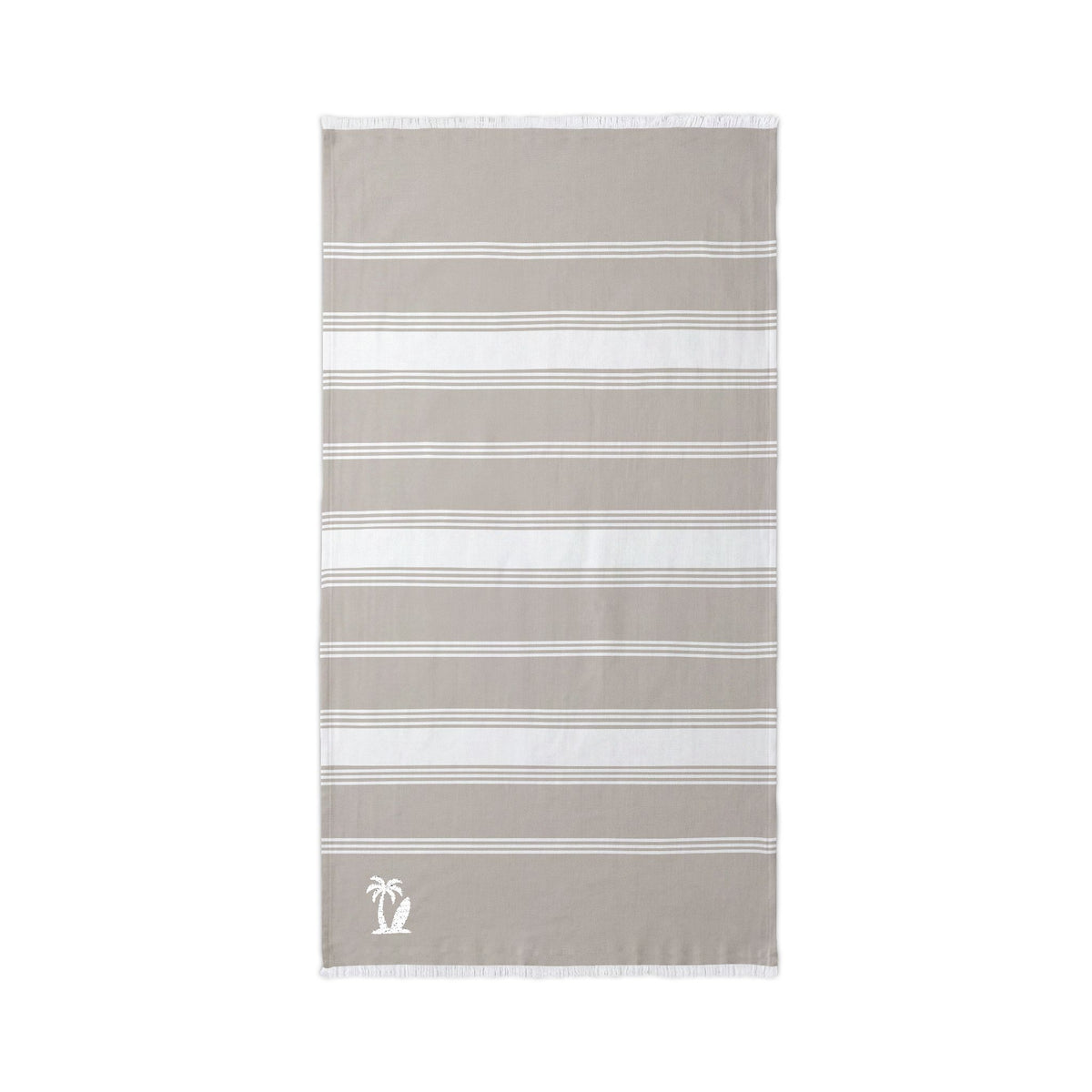 Embroidered Striped Beach Throw Towel with Fringe | Lightweight 100% Cotton