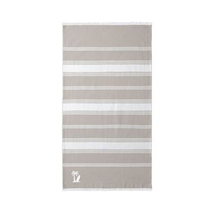 Embroidered Striped Beach Throw Towel with Fringe | Lightweight 100% Cotton