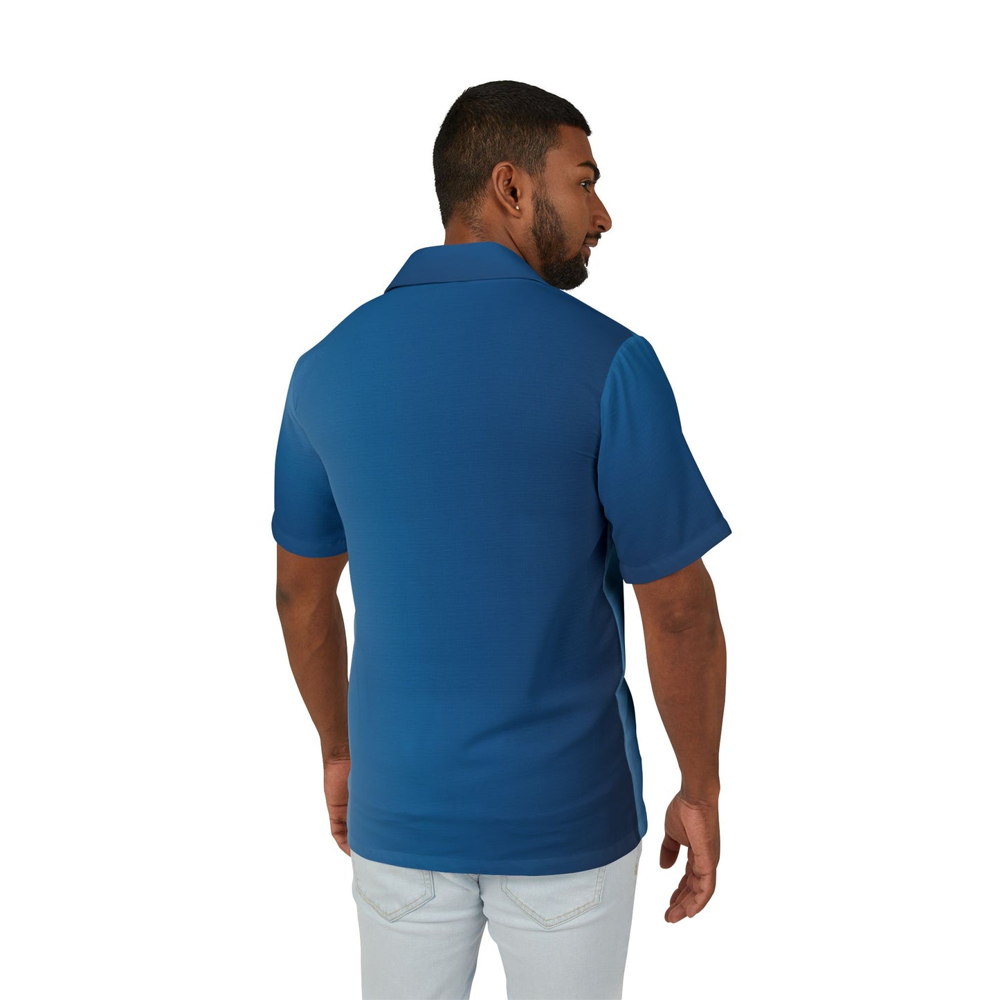 Men's Eco-Recycled Hawaiian Camp Shirt 'The Dreamer II'- Lightweight, Blue