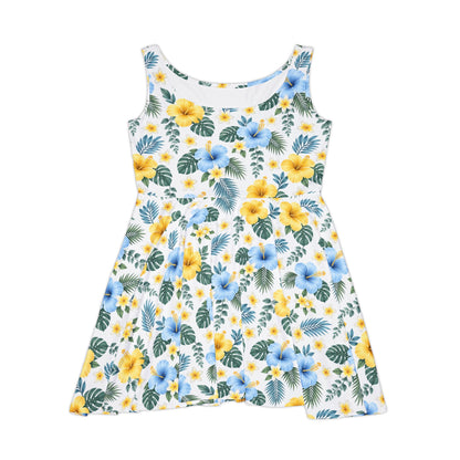 (STANDARD HSKIRT) Floral Dress | Asymmetrical Hawaiian Skirt, Scoop Shaped High Neckline