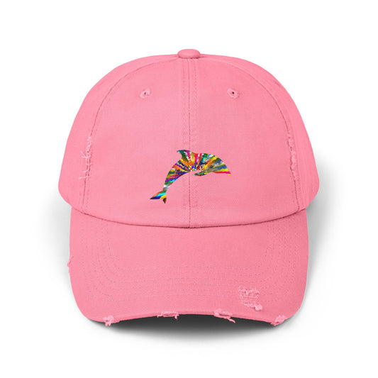 Dolphin Distressed Hat | 100% Cotton Twill Cap, Color Options