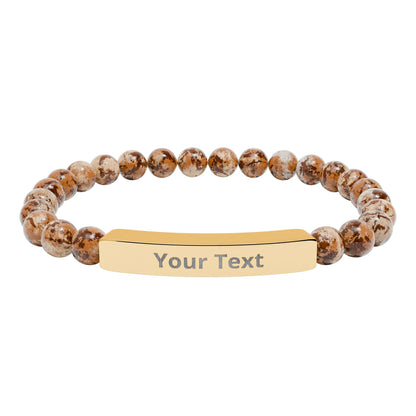 Personalized Natural Stone Stretch Bar Bracelet | Men/Women, Color Options