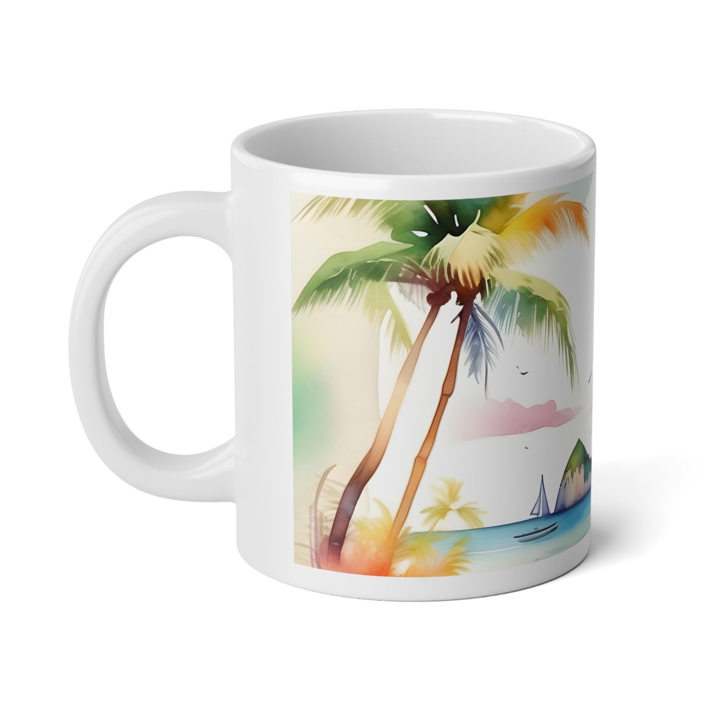 Jumbo Mug, Tropical Paradise Beach Seascape, 20oz