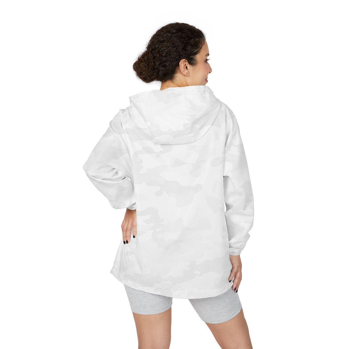 VS Windbreaker Jacket | Men/Women Hooded Zip-Up, White Camoflauge