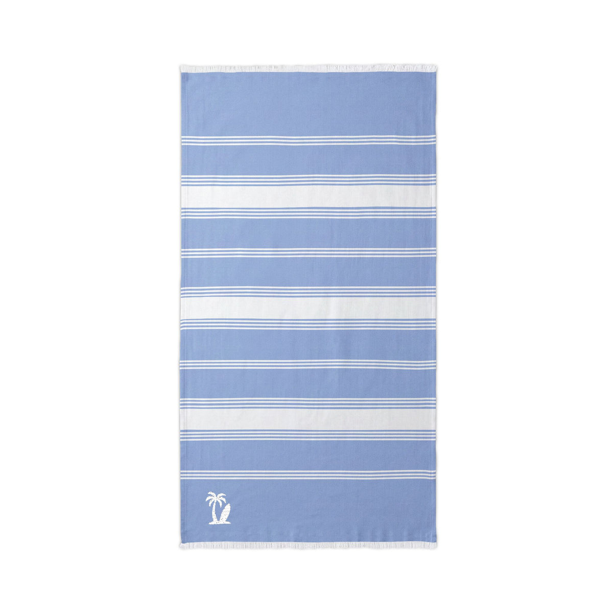 Embroidered Striped Beach Throw Towel with Fringe | Lightweight 100% Cotton