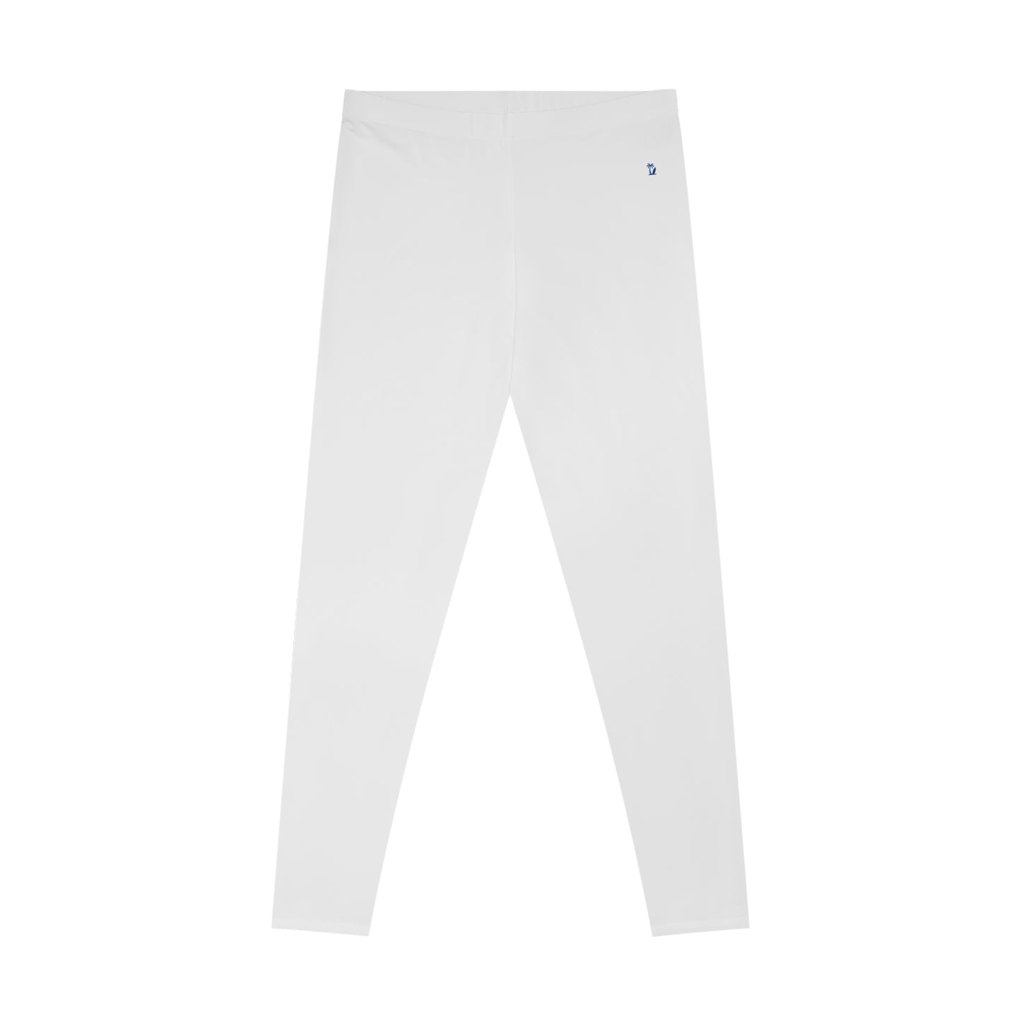 Women's White Stretch Leggings with Small VS Print — Minimal Yoga Leggings