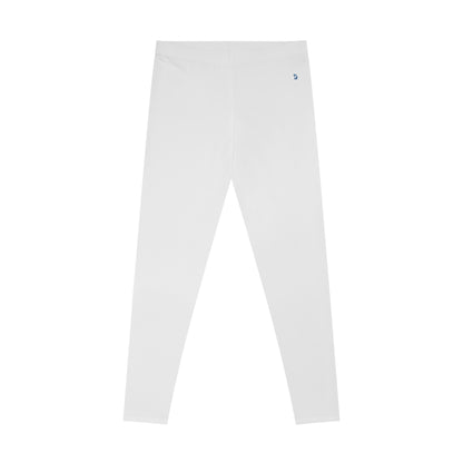 Women's White Stretch Leggings with Small VS Print — Minimal Yoga Leggings