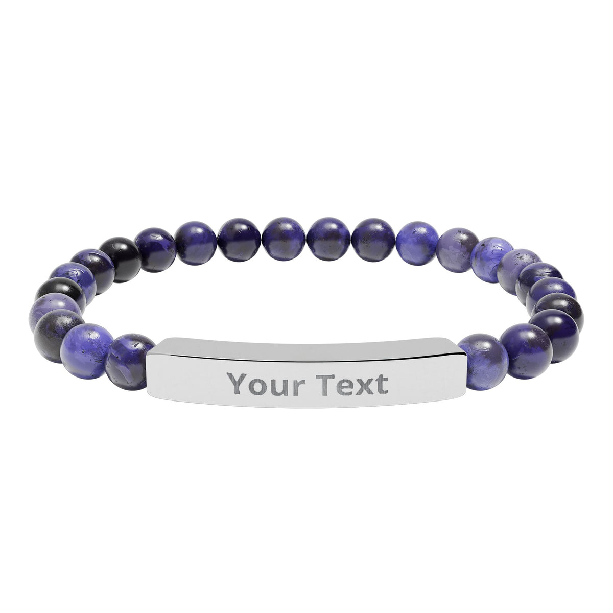 Personalized Natural Stone Stretch Bar Bracelet | Men/Women, Color Options