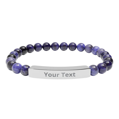 Personalized Natural Stone Stretch Bar Bracelet | Men/Women, Color Options