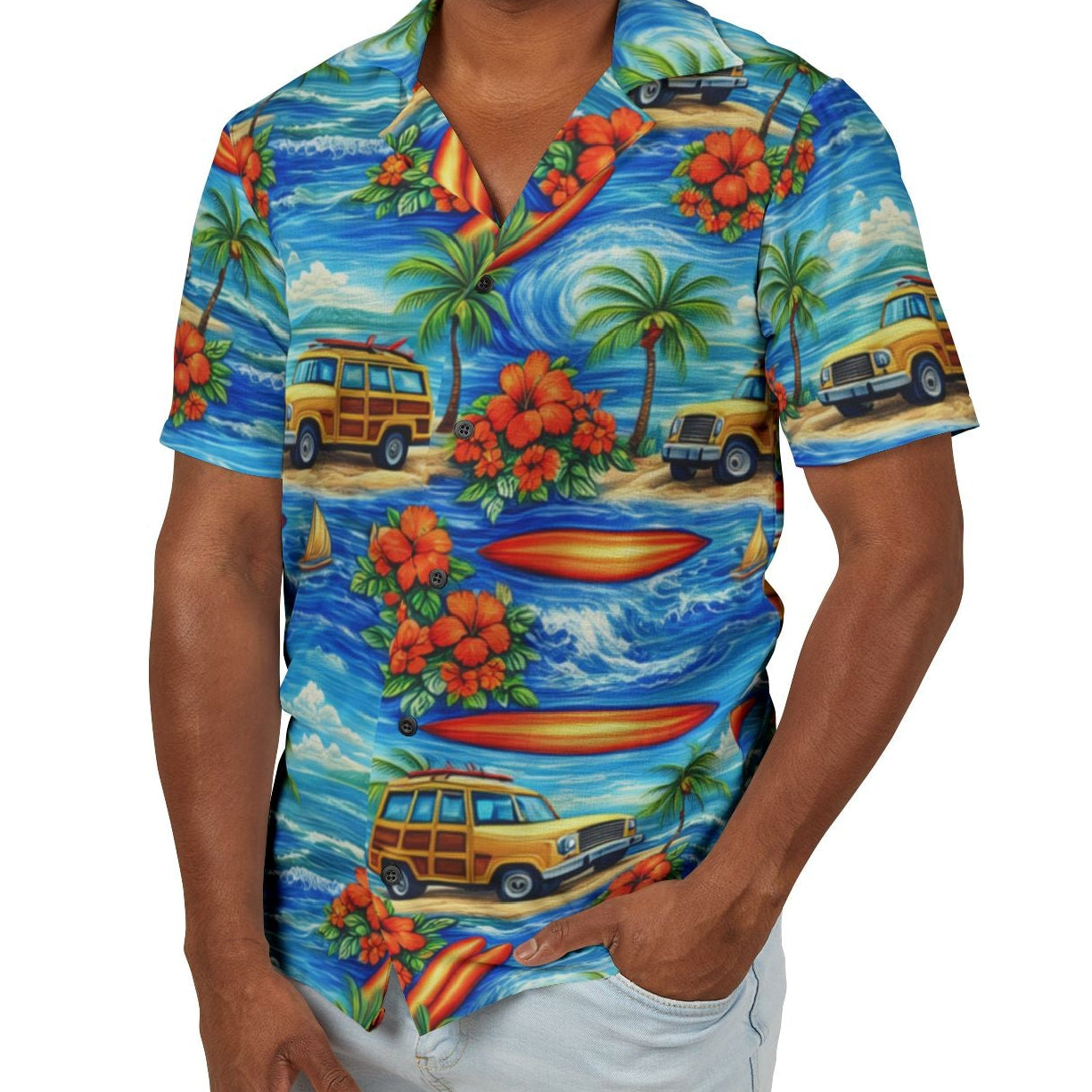Men's 'Woody' Hawaiian Camp Shirt - Lightweight Eco-Recycled Material