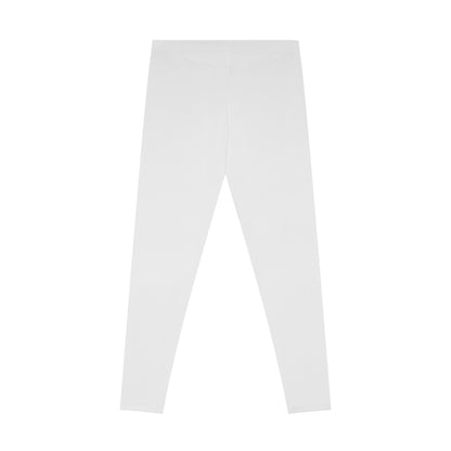 Women's White Stretch Leggings with Small VS Print — Minimal Yoga Leggings