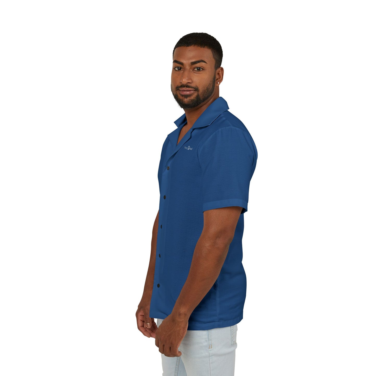 Men's Eco-Recycled Blue Hawaiian Camp Shirt - Minimal Soft Lightweight
