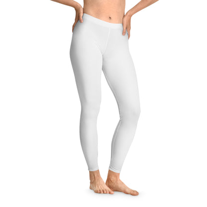 Women's White Stretch Leggings with Small VS Print — Minimal Yoga Leggings