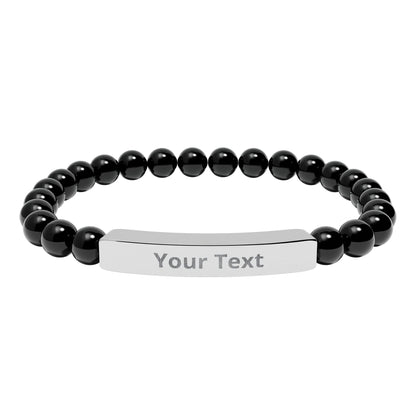 Personalized Natural Stone Stretch Bar Bracelet | Men/Women, Color Options