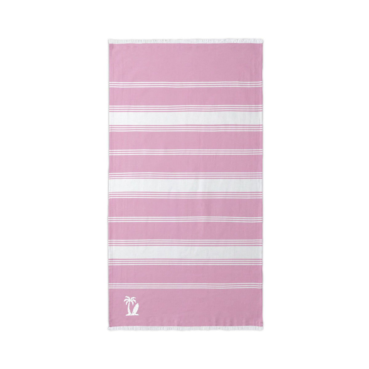 Embroidered Striped Beach Throw Towel with Fringe | Lightweight 100% Cotton
