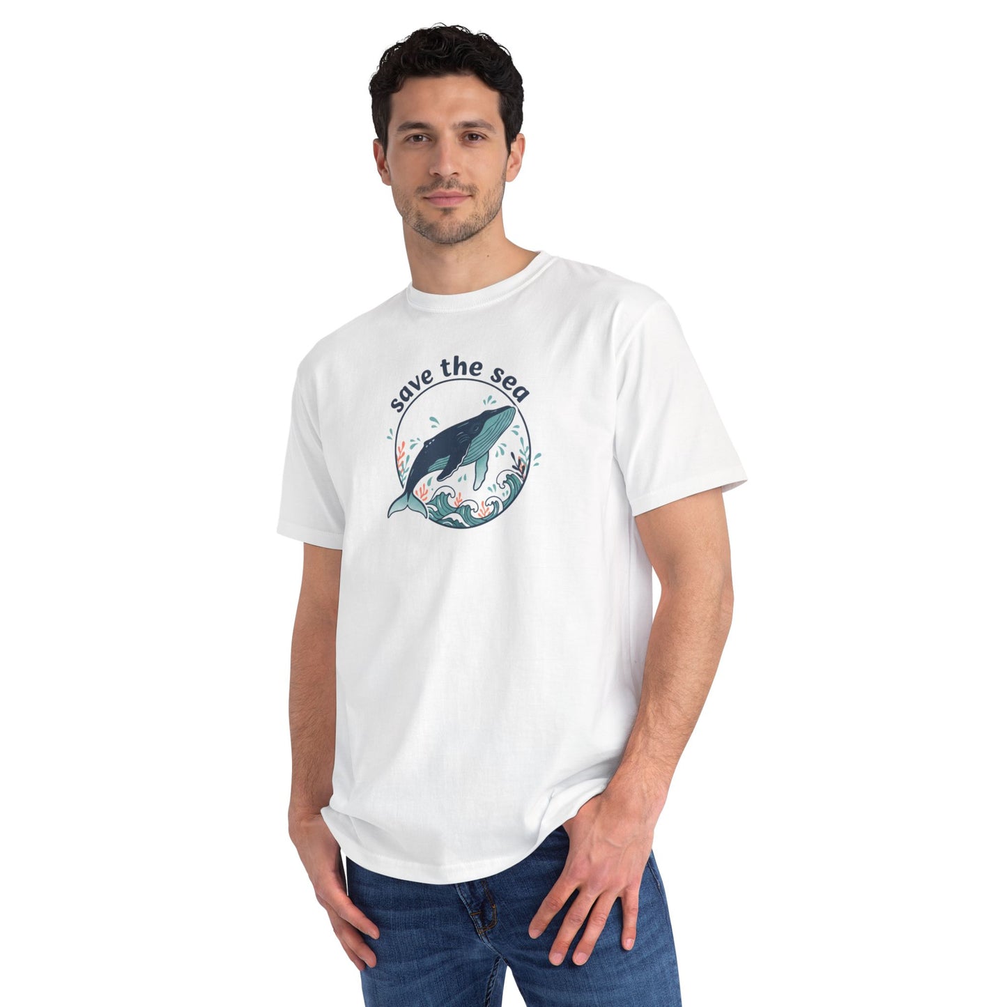 Save the Sea Whale T-Shirt — Organic Cotton Tee, Ocean Conservation Tee