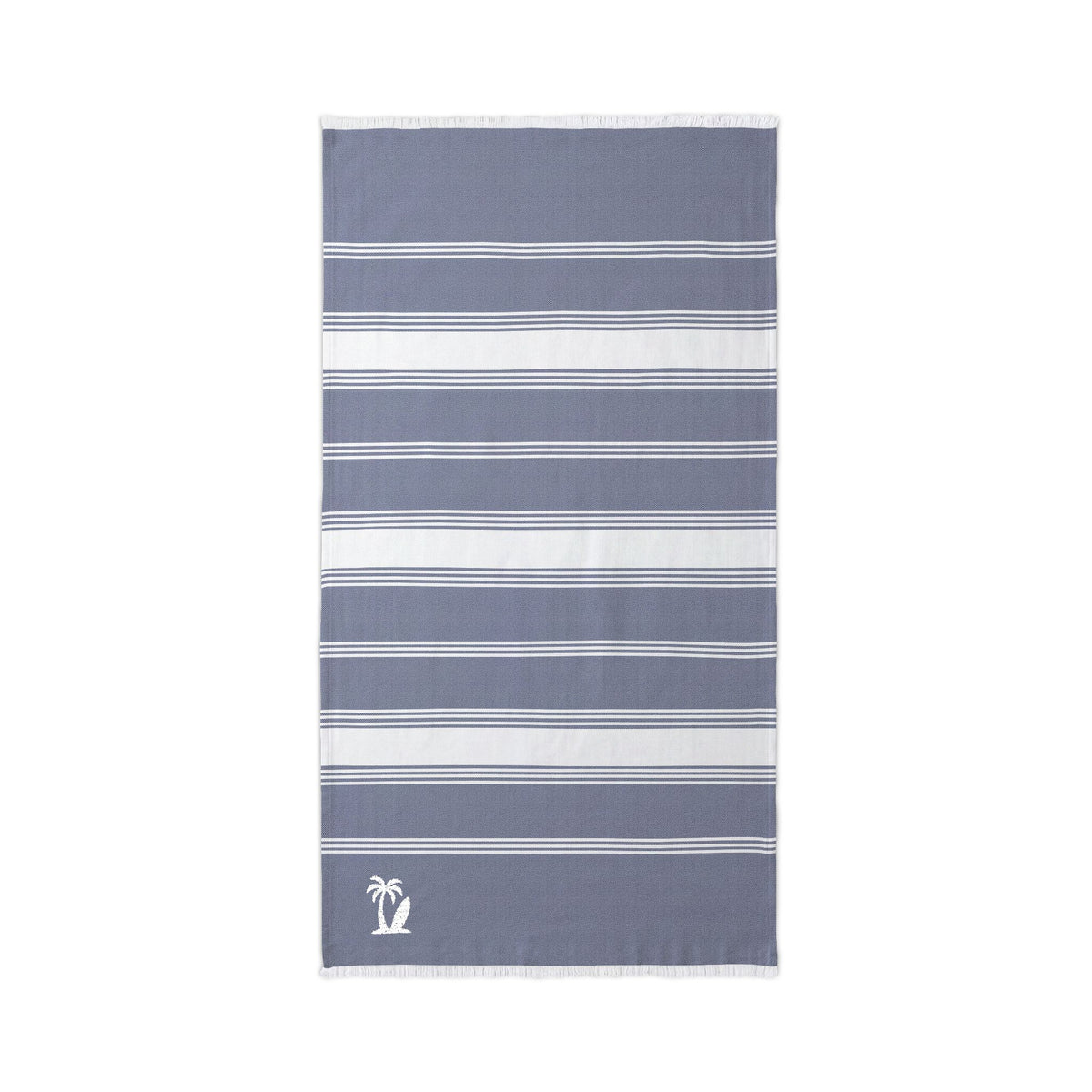 Embroidered Striped Beach Throw Towel with Fringe | Lightweight 100% Cotton
