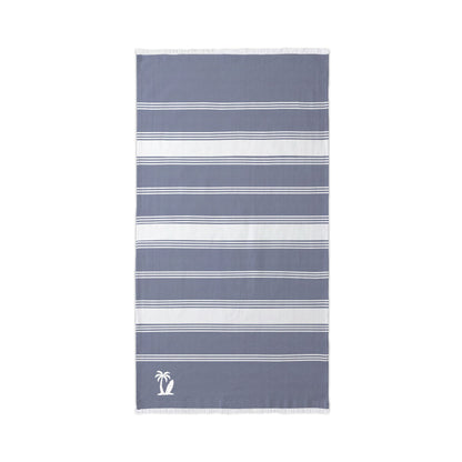 Embroidered Striped Beach Throw Towel with Fringe | Lightweight 100% Cotton