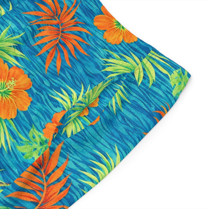 Boardshorts - All Over Hawaiian Print Board Shorts, Quick Dry Lightweight - Blue