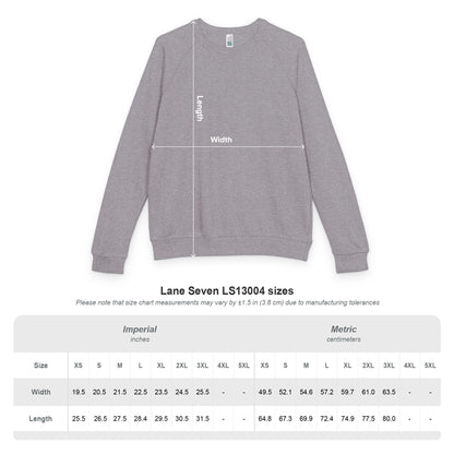 Raglan Crewneck Sweatshirt, Minimal Design French Terry, Color Options