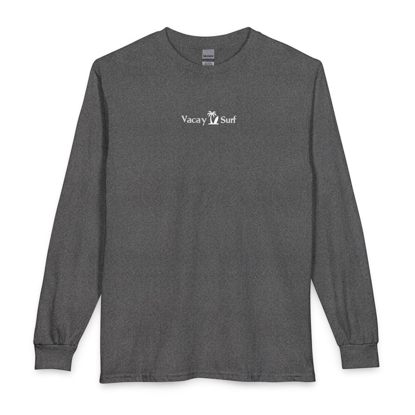 Vacay Surf Minimal Long Sleeve Tee - Casual 100% Cotton, Color Options