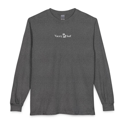 Vacay Surf Minimal Long Sleeve Tee - Casual 100% Cotton, Color Options