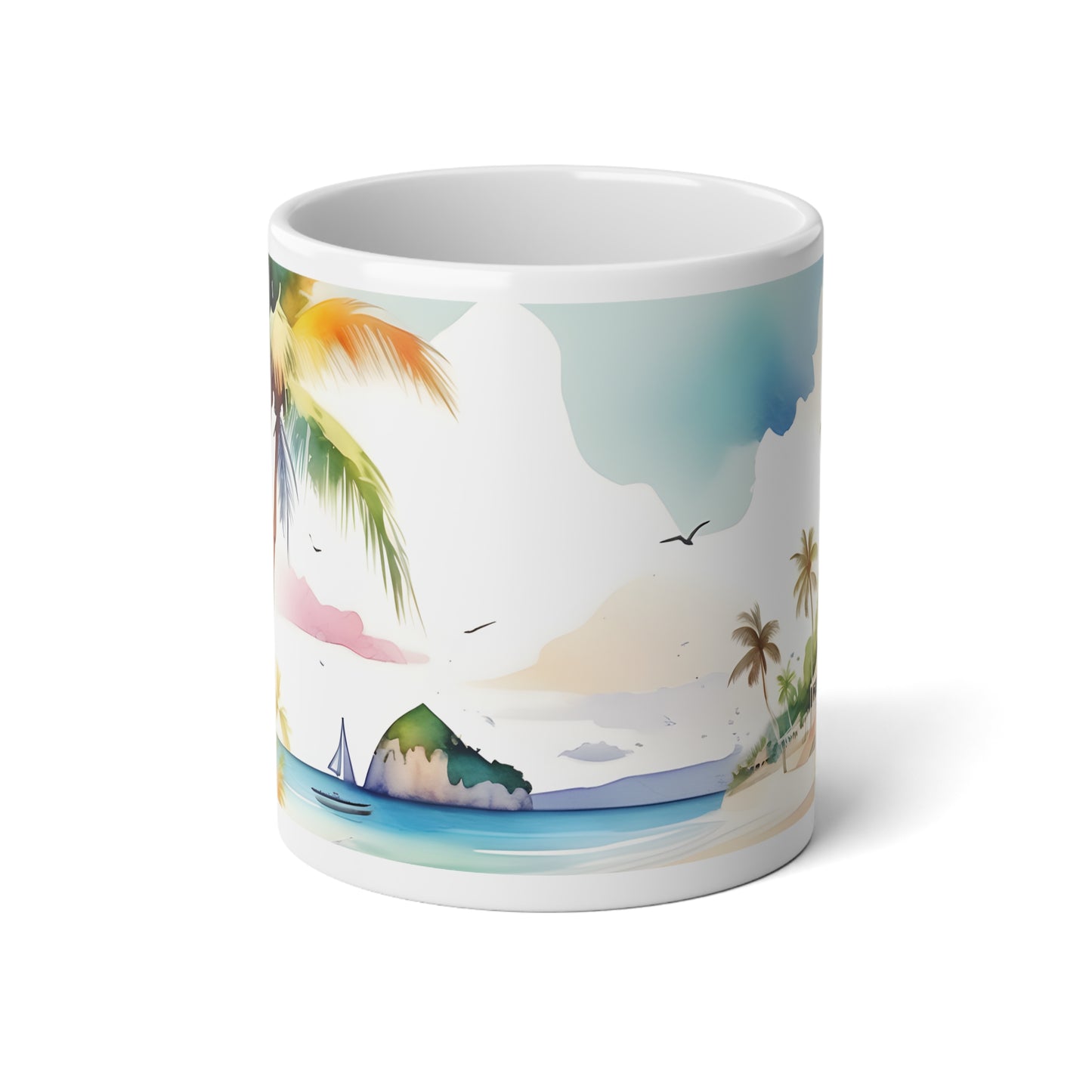 Jumbo Mug, Tropical Paradise Beach Seascape, 20oz