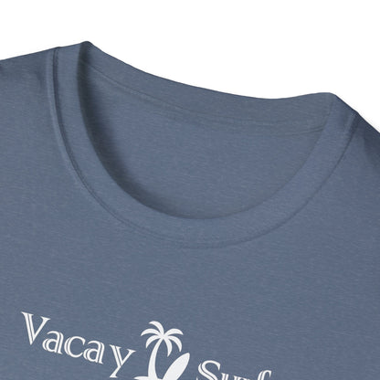 Vacay Surf T-Shirt, Comfortable Super Soft Heather Fabric Tee, Color Options