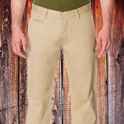 Men's Khaki Chino Pants | 100% Cotton Twill, Button Fly Straight Leg Slim Fit