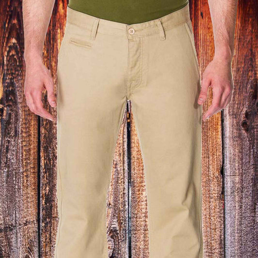 Men's Khaki Chino Pants | 100% Cotton Twill, Button Fly Straight Leg Slim Fit