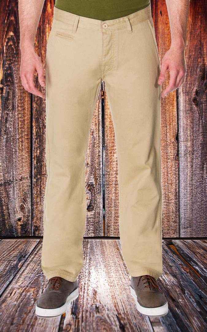 Men's Khaki Chino Pants | 100% Cotton Twill, Button Fly Straight Leg Slim Fit