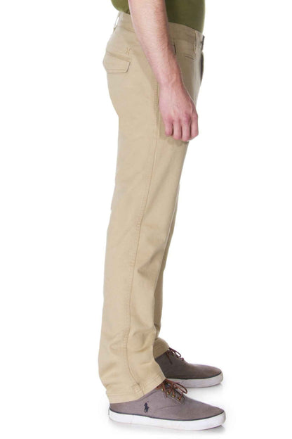 Men's Khaki Chino Pants | 100% Cotton Twill, Button Fly Straight Leg Slim Fit
