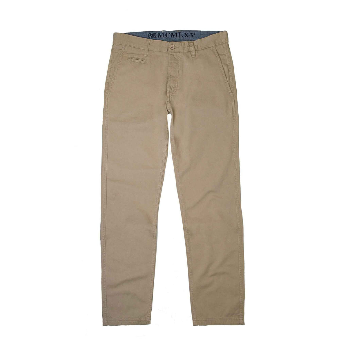 Men's Khaki Chino Pants | 100% Cotton Twill, Button Fly Straight Leg Slim Fit