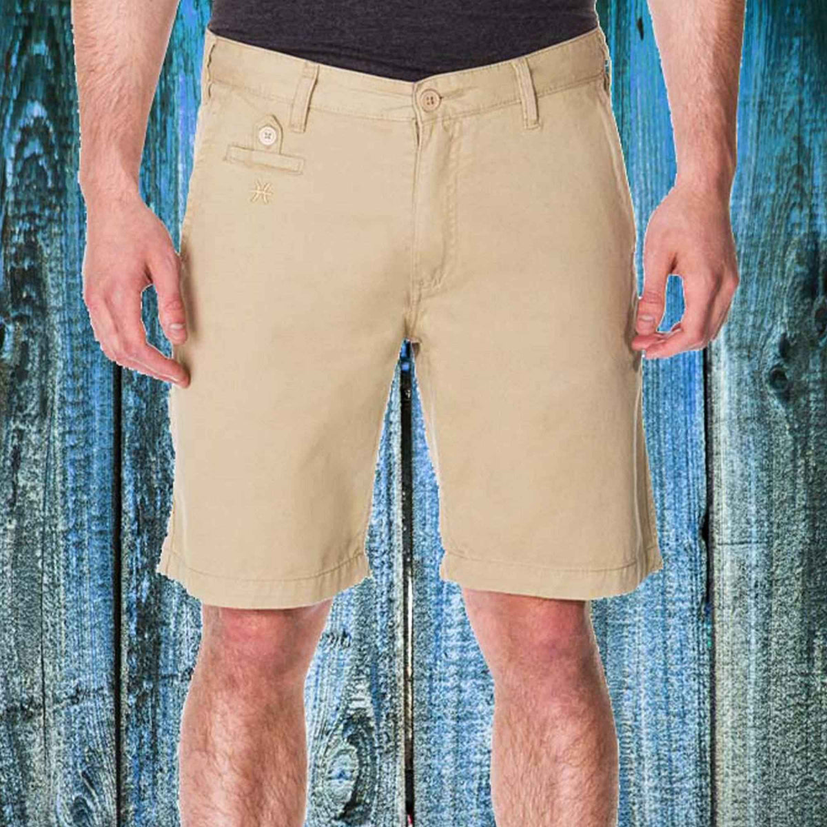 Men's Khaki Chino Shorts | 100% Cotton Washed Twill, Classic Straight Leg