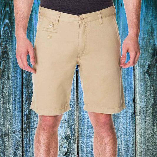 Men's Khaki Chino Shorts | 100% Cotton Washed Twill, Classic Straight Leg