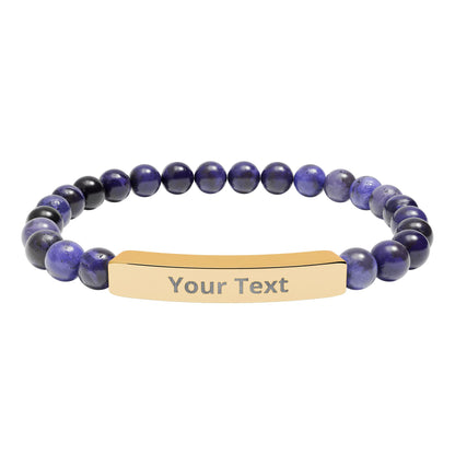 Personalized Natural Stone Stretch Bar Bracelet | Men/Women, Color Options