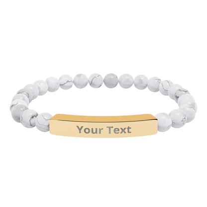 Personalized Natural Stone Stretch Bar Bracelet | Men/Women, Color Options