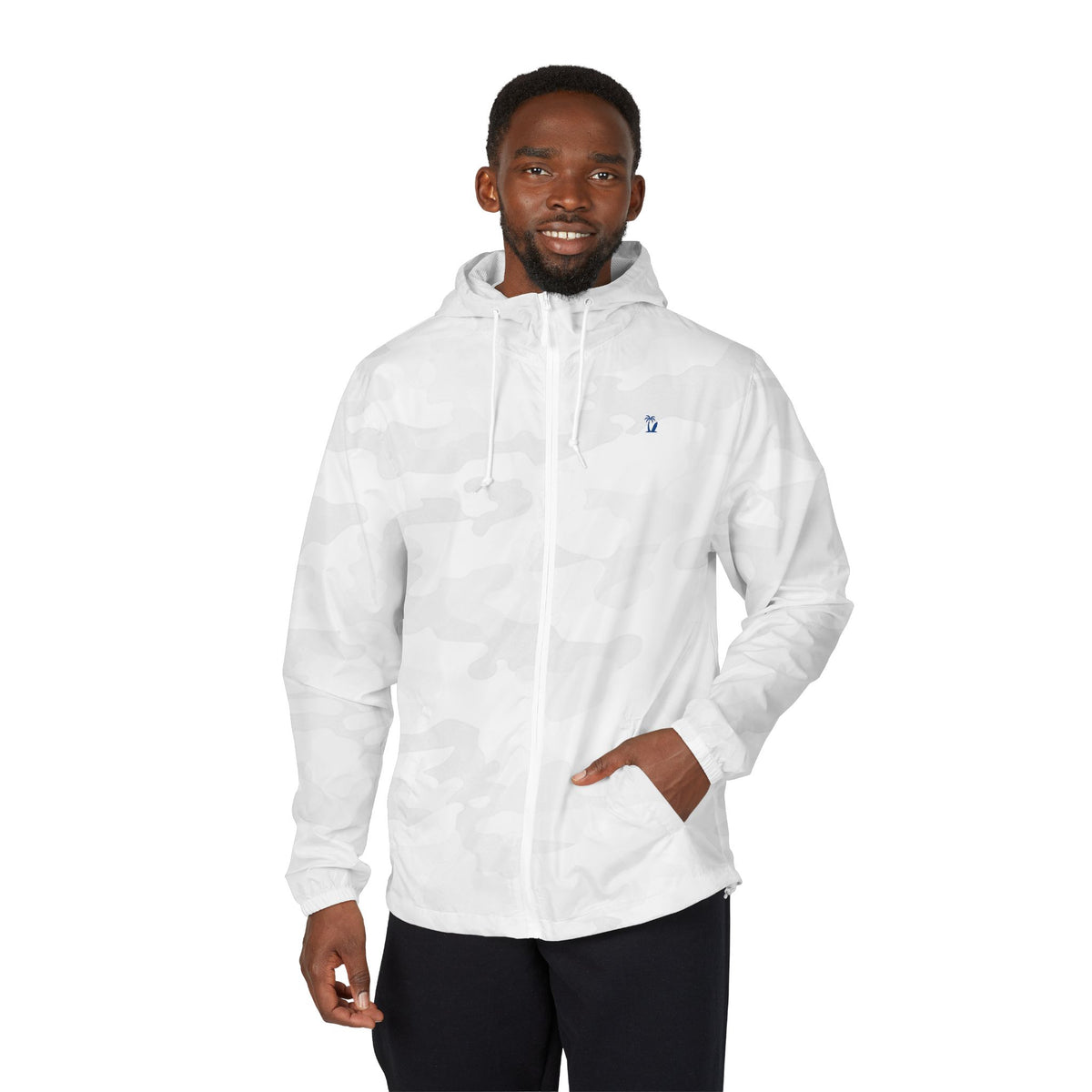 VS Windbreaker Jacket | Men/Women Hooded Zip-Up, White Camoflauge