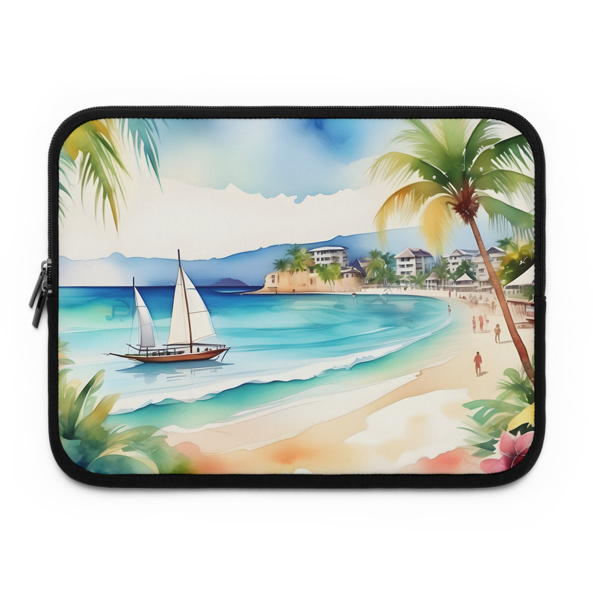 Laptop Sleeve Cover | Art Print Paradise Beach View, 7" to 17" Size Options